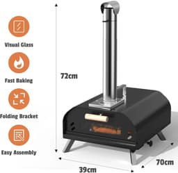 Trexxo - Oven - Pizza Oven - Buiten Oven - Roterende pizza steen - Pizza Cutter - Pizza Spatula - Mini Oven - Stainless - Zwart — thumbnail 2
