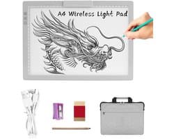 Draadloos Oplaadbaar A4 LED-Lichtpad met Traploze Dimbaarheid en Accessoireset