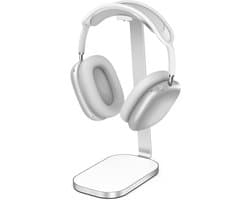 Headsethouder, robuuste hoofdtelefoonsteun voor AirPods Max, hoofdtelefoonaccessoires voor op het bureau, gemaakt van aluminium, ABS en siliconen - wit