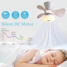 Moderne Plafondventilator met Verlichting LED Dimbaar en Afstandsbediening voor Kinderkamer — thumbnail 1