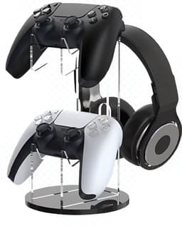 Controller Houder voor 2 Controllers en Headset - Gaming – 23,5 cm – Acryl Zwart/Transparant — thumbnail 1