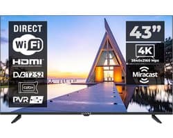 Smart Televisie - 4K UHD TV - Thuisentertainment - Frameloos Design - 43 Inch - Zwart