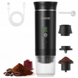 Flavers ® | Draagbare Koffiemachine | 2026 model | Draagbare Elektrische Espressomachine | Zwart | Koffiezet apparaat voor Onderweg | Capsules & Gemalen Koffie | Portable Espresso Machine | Cadeauset | koffiemaatje | Reis & Camping Koffiezetapparaat — thumbnail 5