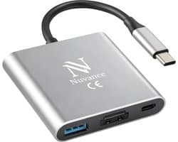 Nuvance USB C naar HDMI Adapter - USB C HDMI - USB Hub - UBS C naar USB A - 4K HDMI Splitter - PD100W Laptop Opladen