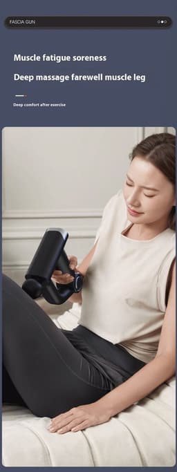 Massagepistool - Verlengde Bocht - Zwart - 32 Standen - LCD Display - Oplaadbaar - 25W - Diepe Weefselmassage - Rugmassage - Spierherstel - Mini Draagbaar — thumbnail 2