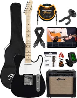 Finesse Elektrische Gitaar met Versterker - met Videocursus - TE Gitaar - Volwassenen - Kind - Zwart — thumbnail 1