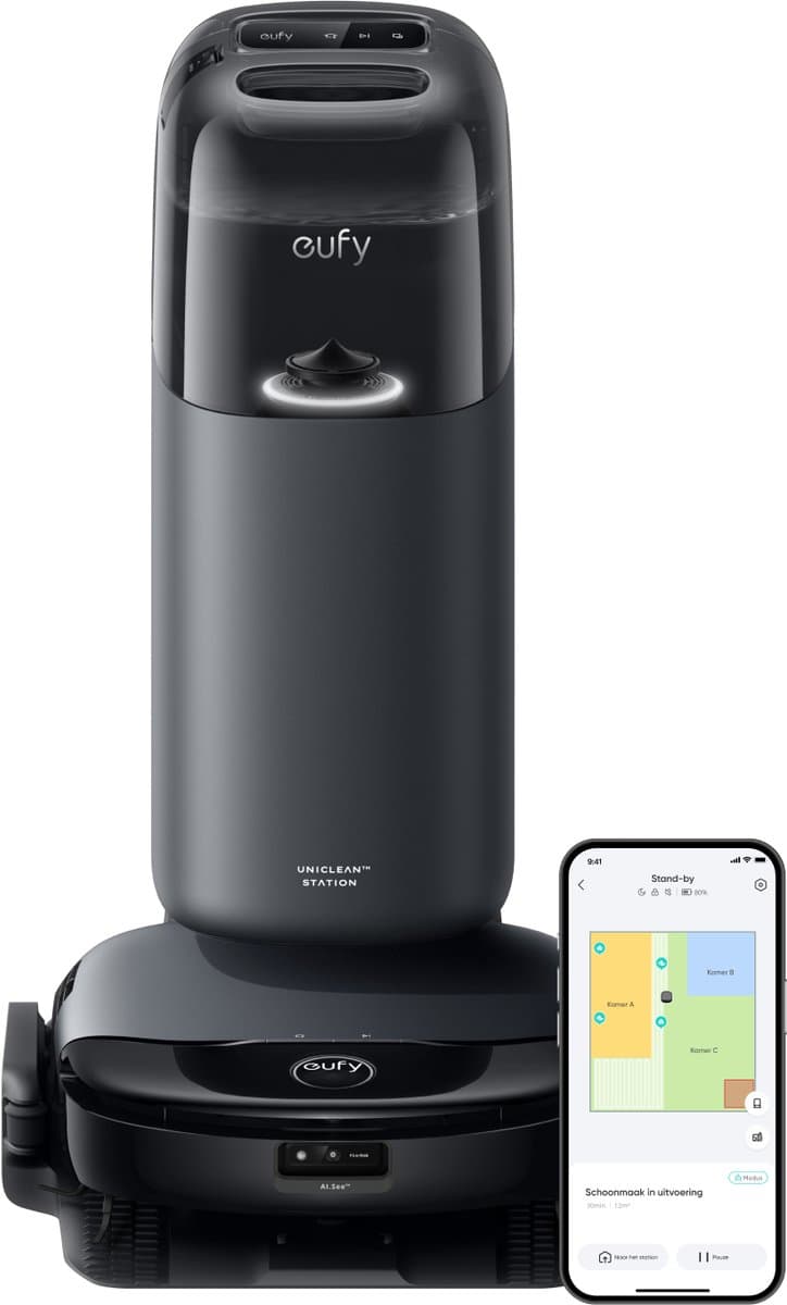 eufy Clean S1 HydroJet Robot Stofzuiger met Moppfunctie, All-in-One Station, Revolutionair Reinigingssysteem, Altijd Schone Mop, Auto Lift Mop, Slimme Obstakeldetectie, voor Huisdierharen. — afbeelding 1