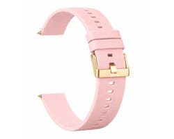 Kiraal - Premium Luxe Siliconen Horlogebandje - Siliconen - Gouden Gesp - 20mm - Roze - Smartwatch bandje - Universeel