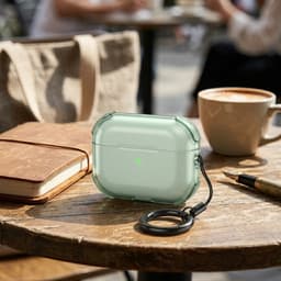 Groen transparant hoesje voor oordopjes met sleutelring – schokbestendige beschermhoes geschikt voor AirPods Pro 3 — thumbnail 2
