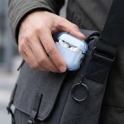 Blauw transparant hoesje voor oordopjes met sleutelring – schokbestendige beschermhoes geschikt voor AirPods Pro 2 — thumbnail 5