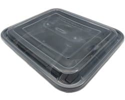 Magnetron bakjes met deksel 4 vak - 50 stuks Mealprep / Maaltijd bakjes - 1100ML (37 OZ) - Vershoudbakjes - Plastic bakjes - Diepvriesbakjes - Vaatwasbestendig - Zwart - Recyclebaar - Magnetronbakje - Microgolf - Food container with lid