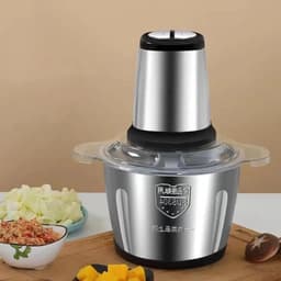 Elektrische Vleesmolen - Multimincer Keukenmachine - Snel Ingrediënten Hakken - Dubbellaags 4-Blads Systeem - 2L Kom Roestvrij Staal - Zilver — thumbnail 2