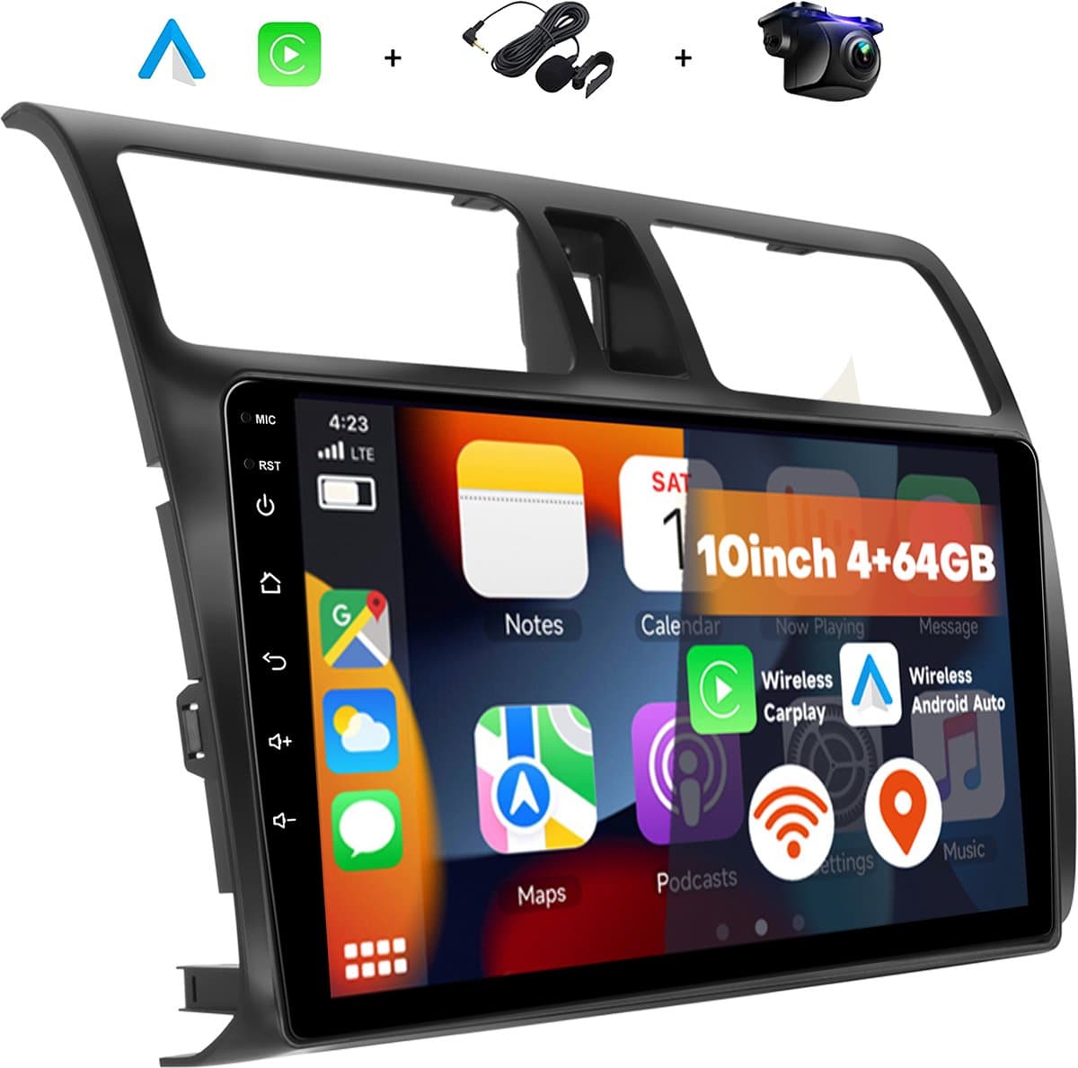 Boscer Autoradio - Geschikt voor Suzuki Swift 2005-2010 - Android 15 - 4+64GB - Draadloze Apple Carplay & Android Auto - 10.1 Inch HD IPS Touchscreen - GPS Navigatiesysteem - USB, WiFi & MP5 - Achteruitrijcamera & Microfoon — afbeelding 1