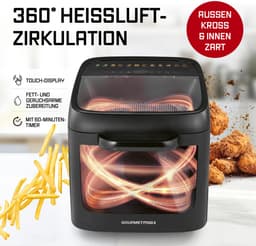 GOURMETmaxx heteluchtoven met panoramadak en voorruit 12,5 l | Heteluchtfriteuse met 9 functies | Airfryer, friteuse en minibakoven in één | voor max. 8 personen | Heteluchtfriteuse met kleurpictogrammen — thumbnail 10