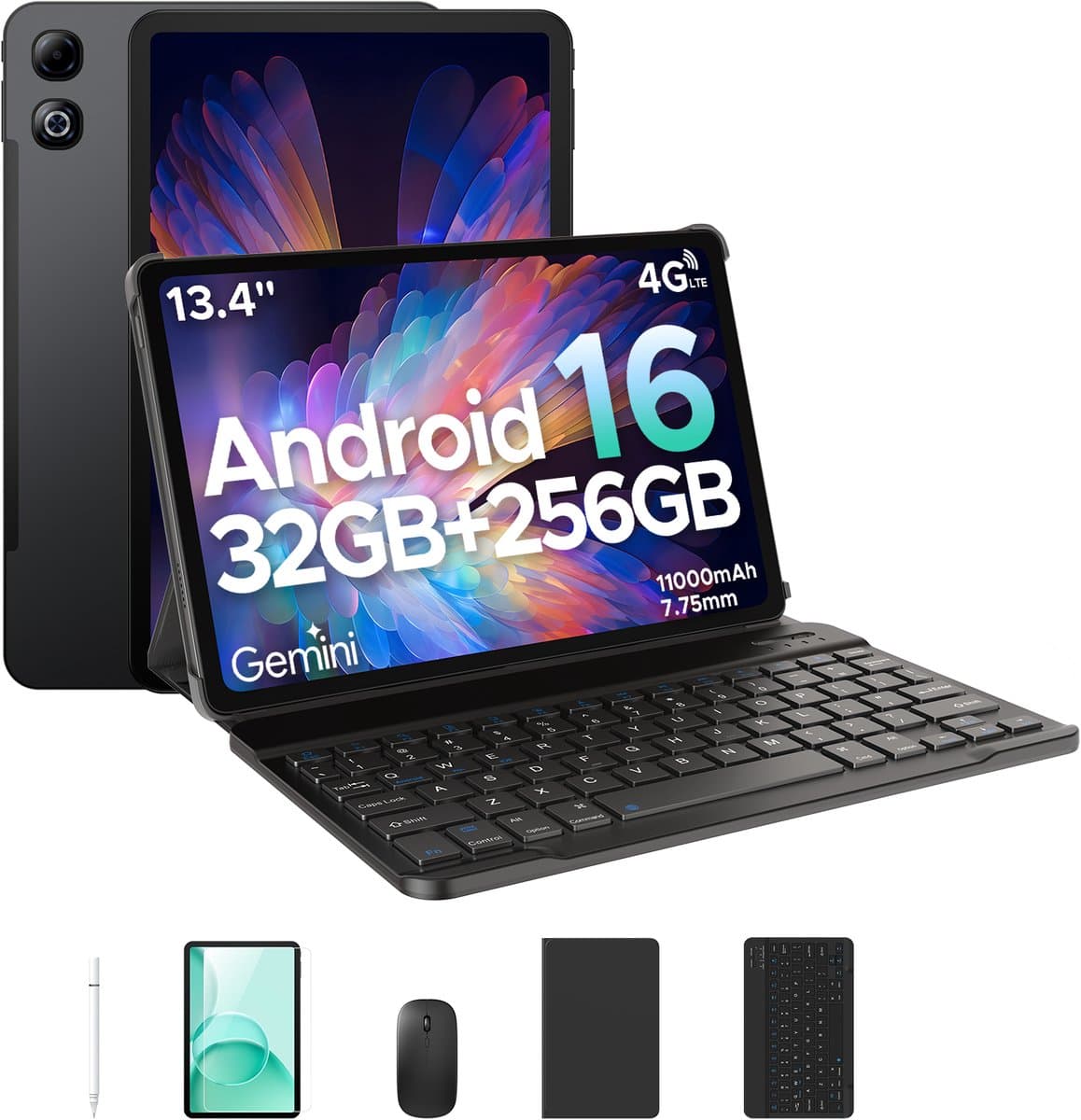 DOOGEE Tab G6 Max VIP - Tablet - 32GB RAM+256GB ROM (2TB TF) - 13,4 Inth FHD+ 90Hz - 4G LTE - 11000mAh/18W - Dubbele luidspreker - 5G WiFi - GPS - 3,5 mm audio - Face ID - met toetsenbord/pen/muis tablet - Zwart — afbeelding 1