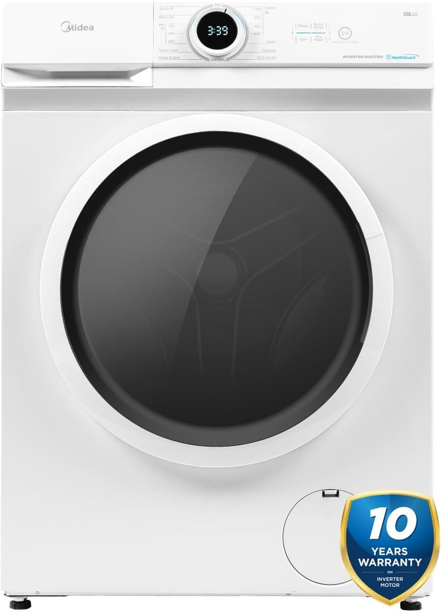 Midea MF100W80BA/W-HR - Wasmachine - Voorlader - Wit - Vulgewicht: 8kg - 1400 rpm - A label - 72 dB - Engels display — afbeelding 1
