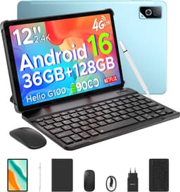 DOOGEE Tab G6 Pro VIP - Tablet - 36GB RAM + 128GB ROM (2TB/TF) - 9000mAh/18W - 12 inch 2.4K 90Hz - 4G LTE - Gemini AI - Helio G100 - 5G WiFi - Face ID - Dubbele luidsprekers - OTG - Met toetsenbord, muis, leren tas en pen — thumbnail 1