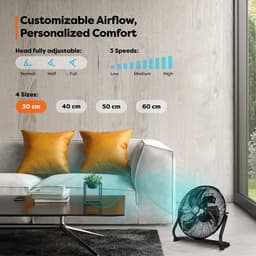 AERSON vloerventilator 30 cm | waaier met drie standen 55W | staande ventilator | hoge luchtstroom | robuuste metalen uitvoering | hellingshoek ca. 110 graden — thumbnail 5
