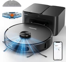 Teendow D65S MAX Robotstofzuiger met Dweilfunctie + Leegstation – 6000 Pa – LiDAR Laser Navigatie – tot 70 dagen automatisch legen – 220 min – App (Tuya) + Alexa/Google – Zwart — thumbnail 1