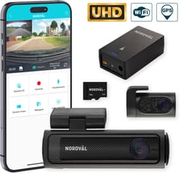 Nordväl DC202-2CH Dashcam – Incl. 64GB SD Kaart & BP125 Battery Pack – 4K Ultra HD voor en 2K QHD achter – Wifi – GPS – Parkeermodus – Dashcam voor auto – Auto Camera — thumbnail 1