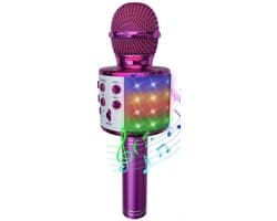 PartyFunLights - Karaoke Microfoon Bluetooth - Pink - Karaoke Set - Voor Kinderen en Volwassenen - Draadloos - Echo - Met Speaker - LED Licht - Nederlandse Handleiding