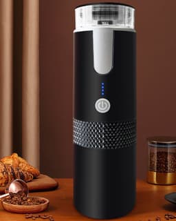 Draagbare espressomachine, oplaadbare mini-koffiemachine met capsuleaansluiting, geschikt voor kamperen, reizen, buitenactiviteiten en campers. Inclusief capsules en koffiepoeder. — thumbnail 2