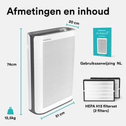 Rolfstone Air Balance Ultra Luchtreiniger – HEPA 13 + koolstoffilter – CADR 660 m³/u – Voor ruimtes tot 144 m² – Vermindert stof en pollen – Fluisterstil – 3 standen + slaapstand + automatische stand – Luchtkwaliteitsindicator — thumbnail 12