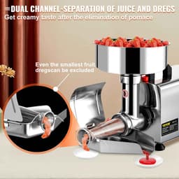 CYRO - Vruchtenpers Electrisch - Tomatenzeef - Tomatenpers - Sausmaker - 304 Stainless Steel - RVS - 2,7L Capaciteit - Zilver — thumbnail 4