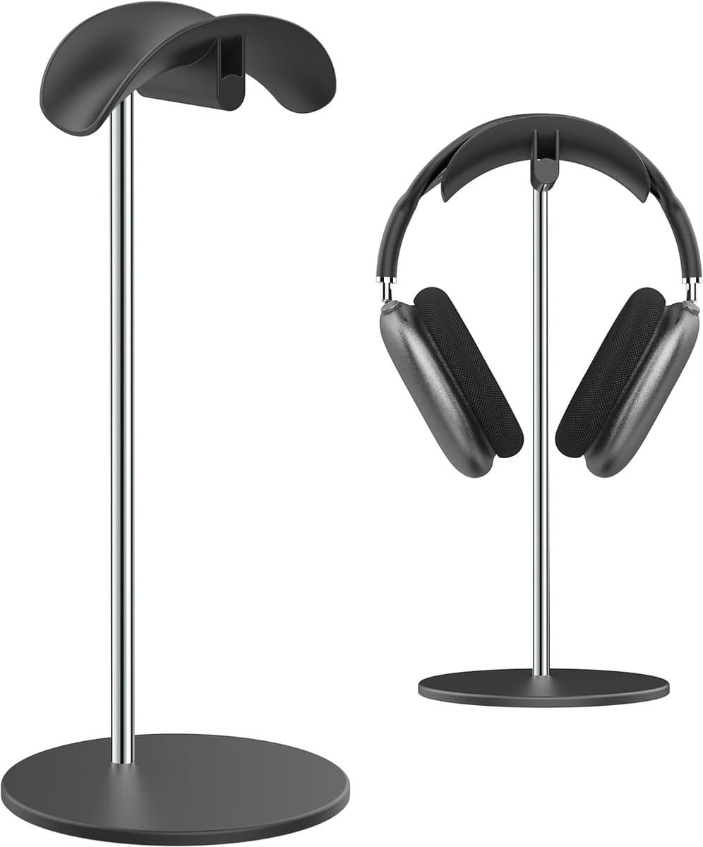 Hoofdtelefoonstandaard - Headset houder - Bureau organizer - Solide metalen basis - Zwart — afbeelding 1