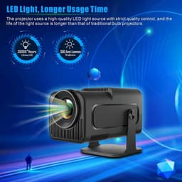 Mini Beamer - 4K Ondersteuning - Mini Projector - Draagbare Beamer - Projector / Beamer - Geïntegreerd Android Systeem - Screen Mirroring Smartphone - Home Cinema - Zwart — thumbnail 3