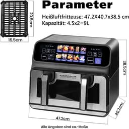Airfryer XXL - Dubbele Mand Airfryer - grillhulp — thumbnail 6