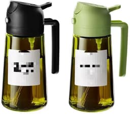 Keuken huishoudelijke spuit-en-giet 2-in-1 oliekan, oliefles, eetbare oliecontainer, grote capaciteit, olijfolieverdeler en oliesprayfles - 16 oz/470 ml, lichtbestendige oliekan, geschikt voor keuken, airfryer, koken, salades en barbecue, stijl 1 — thumbnail 1