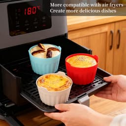 6 stuks - Siliconen muffinvormpjes - Eiervormpjes voor de airfryer - Siliconen cakevormpjes - Blauw + Rood - Siliconen muffinvormpjes - Antiaanbak siliconen bakkommen die makkelijk uit de vorm te halen zijn - Siliconen bakvormpjes — thumbnail 4