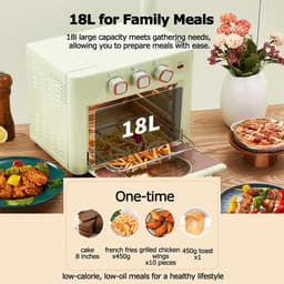 Multifunctionele Oven - Heteluchtoven Airfryer - Thuis Bakken Grillen - 360 Graden Circulatie - 18 Liter Capaciteit - Groen — thumbnail 5