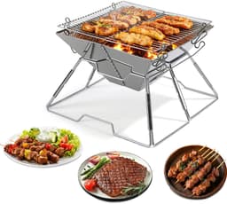 Draagbare Camping Barbecue – Opvouwbare Houtskool BBQ voor Onderweg en Vakantie — thumbnail 1