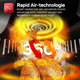 Turbotronic AFG6 Airfryer XXL met glazen bak- BPA & PFAS Vrij - 6L - Heteluchtfriteuse - Dual Heating - 50ºC tot 180ºC - 8 Kookprogramma's - Zwart — thumbnail 9