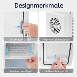 Glitzerlife - Multifunctioneel Skincare Mini-koelkast, 6 liter, klein, 12 V, 230 V, werkt stil, met spiegel en ledverlichting, Skincare koelkast voor cosmetica, cosmetica, koelkast, ideaal voor de auto -Wit — thumbnail 3