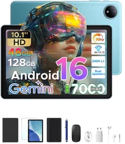 POCKAM P10 TAB - Gemini AI Tablet - 48 GB RAM (8+40 GB) + 128 GB ROM - 10,1 inch HD- Android 16 - 7000mAh - Quad-Core T310 - Dubbele luidsprekers - Volledige accessoirebundel met toetsenbord en stylus — thumbnail 1