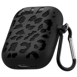 Zwart grafisch patroon hoesje voor oordopjes geschikt voor AirPods 4– compact beschermhoesje met onregelmatige print, mat oppervlak en karabijnhaak — thumbnail 1