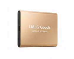 LMLG Goods Portable SSD 2TB – Externe SSD – 2TB opslag – Draagbare Harde Schijf – Gouden SSD – USB 3.1 – Inclusief USB Kabel – Externe harde schijf 2TB – Geschikt voor Windows, Mac en Android – Goud