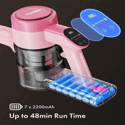 Zolara Draadloze Steelstofzuiger - Roze - Zakloos -Krachtige 23 KPA Zuigkracht met LED Display en Lange Accuduur - Roze stofzuiger - Zonder zak - Pink — thumbnail 2