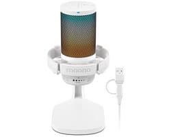 Maono DGM20 - Professionele USB Microfoon - RGB Gaming Microfoon - Studiokwaliteit Geluid - Cardioïde Richting - Voor Podcast - Streaming - Opnames - Wit