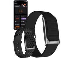 Shrivasta Activity Tracker | Dames & Heren Zwart- Sportarmband met Hartslagmeter - Zuurstofmeter (SpO2) - Bloeddrukmeter – Stappenteller & Slaaptracker – menstruatiecyclus - incl. 2 Armbanden (Nylon & Siliconen)