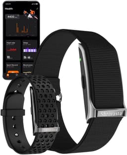 Shrivasta Activity Tracker | Dames & Heren Zwart- Smart armband met Hartslagmeter - Zuurstofmeter (SpO2) - Bloeddrukmeter – Stappenteller & Slaaptracker – menstruatiecyclus - incl. 2 Armbanden — thumbnail 1