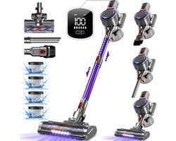 Fukstern Steelstofzuiger Draadloos - 55000Pa Zuigkracht - 55 Minuten Werktijd - 1.8L Stofreservoir - 8-lags HEPA-filtersysteem - paars