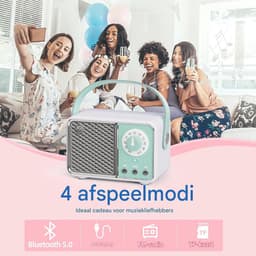 Retro Bluetooth- Vintage Bluetooth Speaker - Mini Retro Design With Stereo Bass Enhancement-Blauw — thumbnail 5
