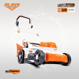 Accu grasmaaier - Elektrische maaier - Gazon onderhoud - Dubbele accu systeem - 37 cm maaibreedte - Oranje — thumbnail 4