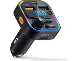 Fm Transmitter Bluetooth - Carkit - Autolader - USB-C Adapter 22.5W - Bluetooth 5.3 - USB Adapter - SD Kaart - Oplader
