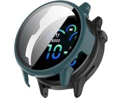 Stravo Hard case hoesje met screen protector glas - geschikt voor de Garmin Vivoactive 6 - Full Cover Hard Case / Beschermend Hoesje - Groen