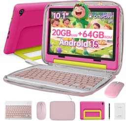 Hotlight 10.1 Kindertablet – Android 15 Tablet met Toetsenbord – Rose Tablet Hoes Sleeve – Stylus - Muis – 20 GB RAM/64GB ROM - Ouderlijk Toezicht – Vanaf 3 Jaar — thumbnail 1